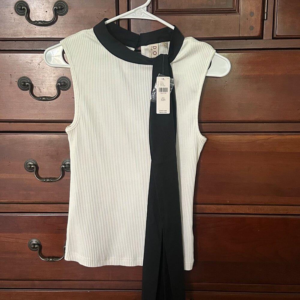 NWT Anthropologie Dolan Tie-Neck Ribbed Shell Blouse - Picture 4 of 4